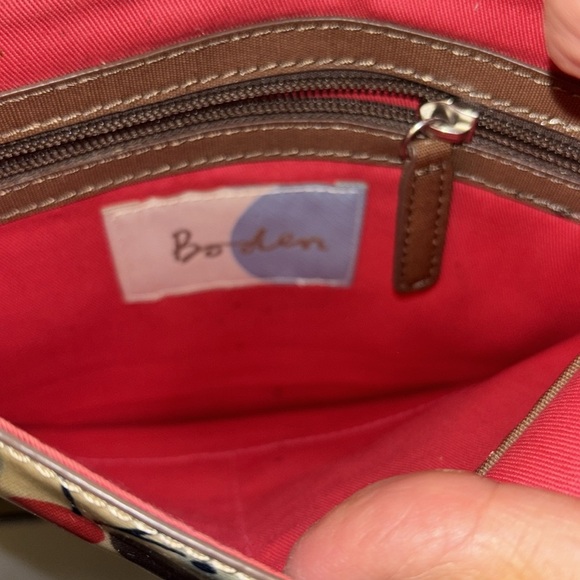 BODEN BRAND VINYL CROSSBODY BAG ADJUSTABLE BROWN CLOTH STRAP FIT IPAD PERFECTLY - Picture 7 of 13